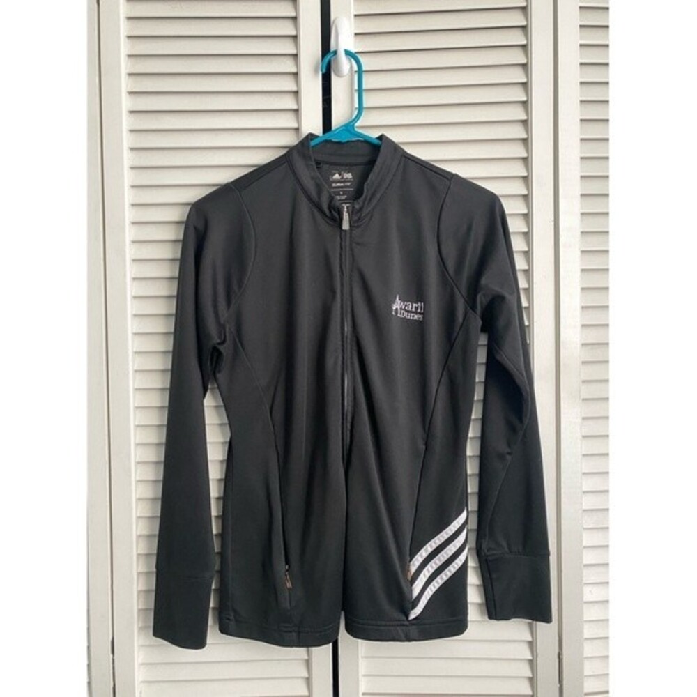 Adidas Slim Fit ClimaLite Jacket Black White Sporty Outdoor Golf Ladies Small